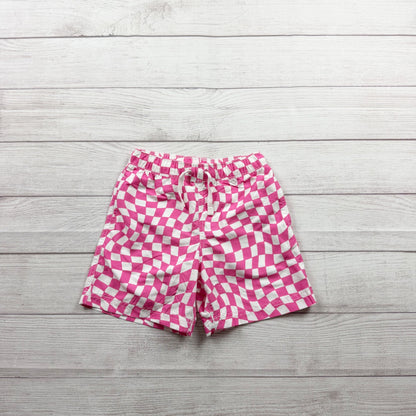 Hanna Andersson Pink White Checked Swim Shorts Boys Elastic Waist Upf 50+ 5