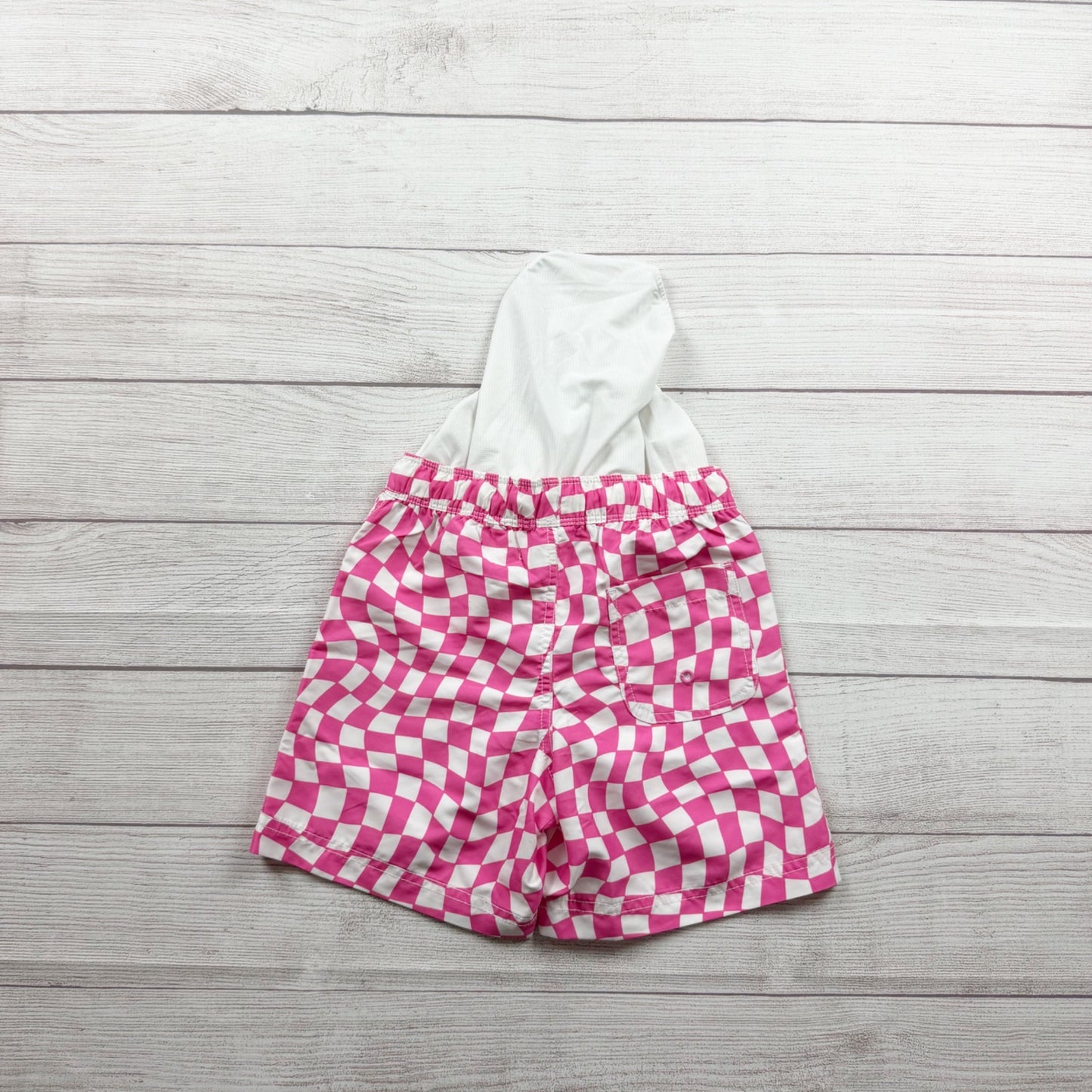 Hanna Andersson Pink White Checked Swim Shorts Boys Elastic Waist Upf 50+ 5