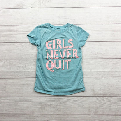 Children's Place Girls Graphic Tee "Girls Never Quit" Short Sleeve S 5-6