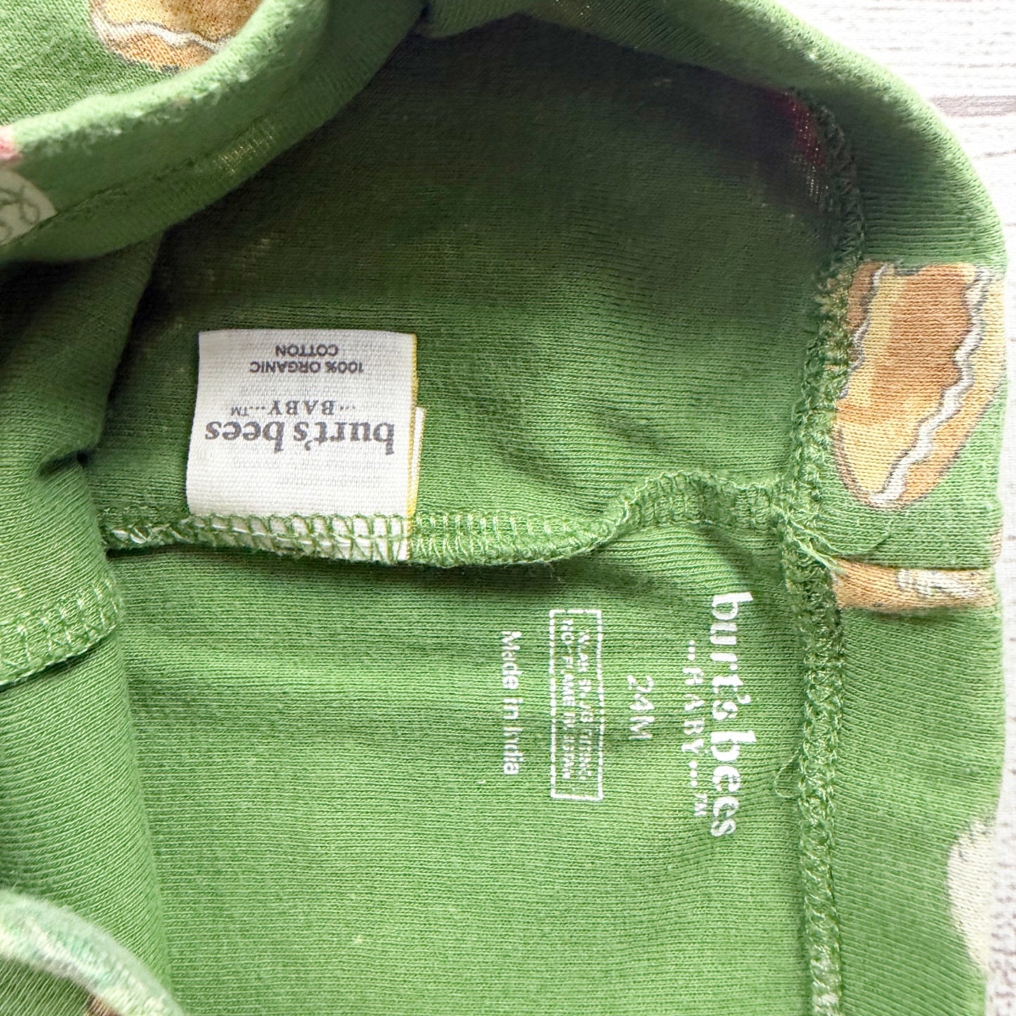 Burt’s Bees Baby Organic Cotton Green Holiday Pajamas Set Toddler 18-24 Months