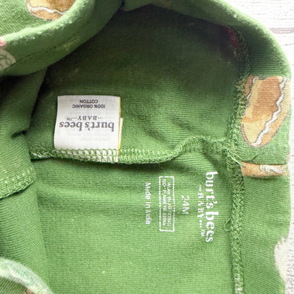 Burt’s Bees Baby Organic Cotton Green Holiday Pajamas Set Toddler 18-24 Months