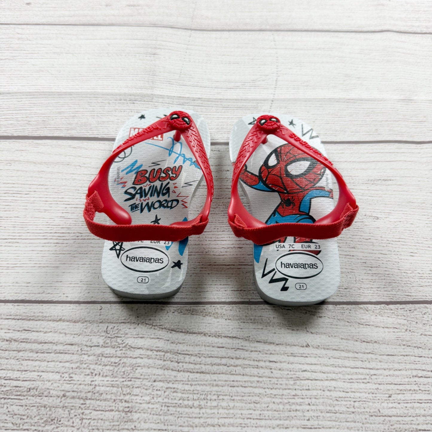 Havaianas Kids SpiderMan Flip Flops Sandals Red Graphic Busy Saving The World 7