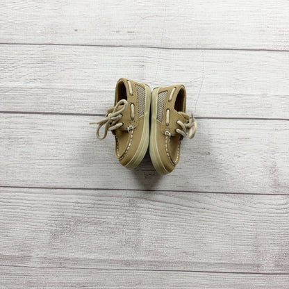 Sperry Baby Boat Shoes Beige Leather Lace Up Durable Sole US 3