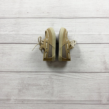 Sperry Baby Boat Shoes Beige Leather Lace Up Durable Sole US 3