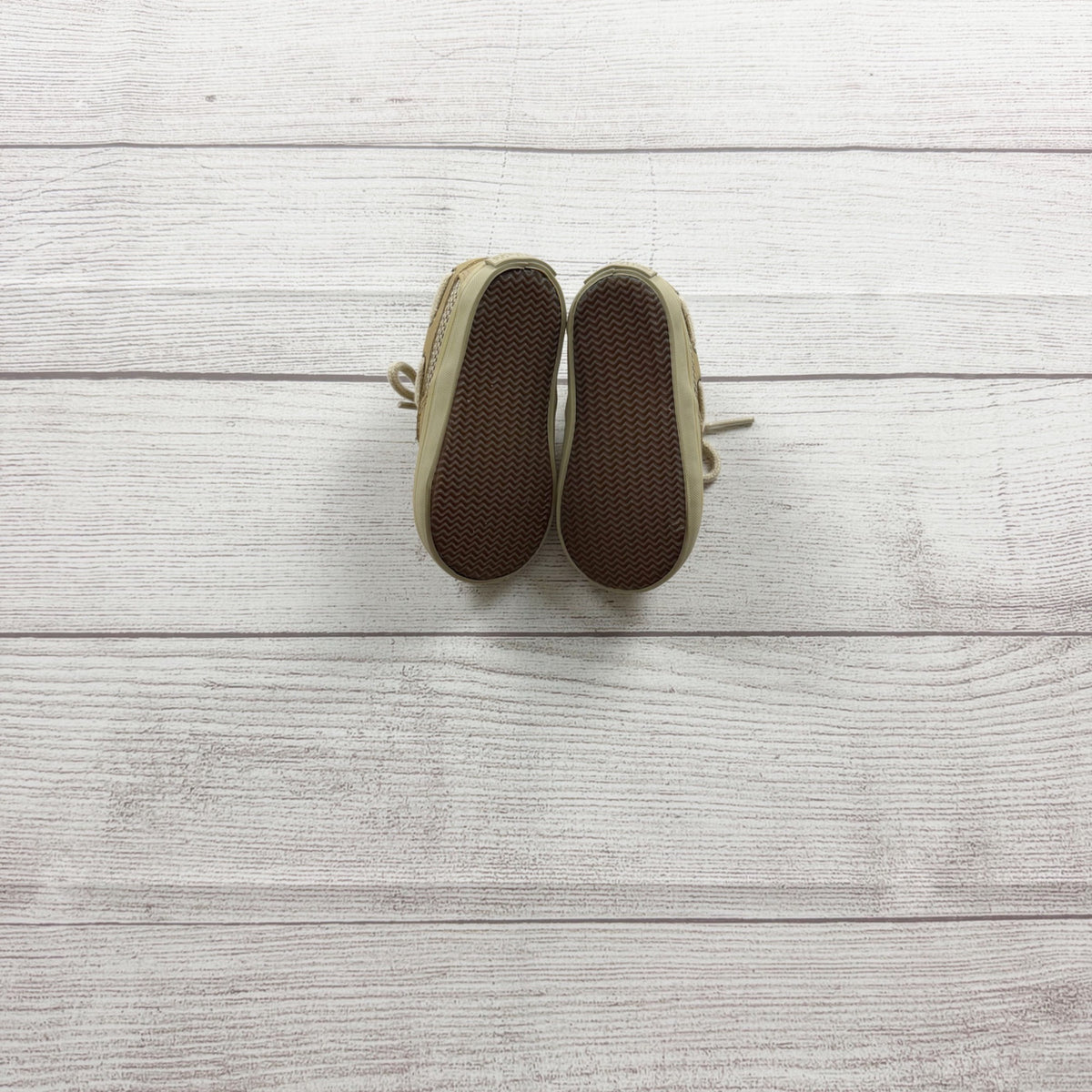 Sperry Baby Boat Shoes Beige Leather Lace Up Durable Sole US 3