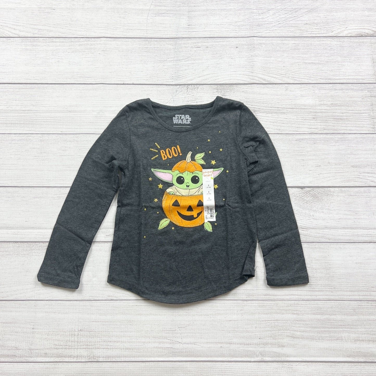 Star Wars Grogu Halloween Shirt Toddler Girls Tee “Boo!” Pumpkin Graphic NWT 5