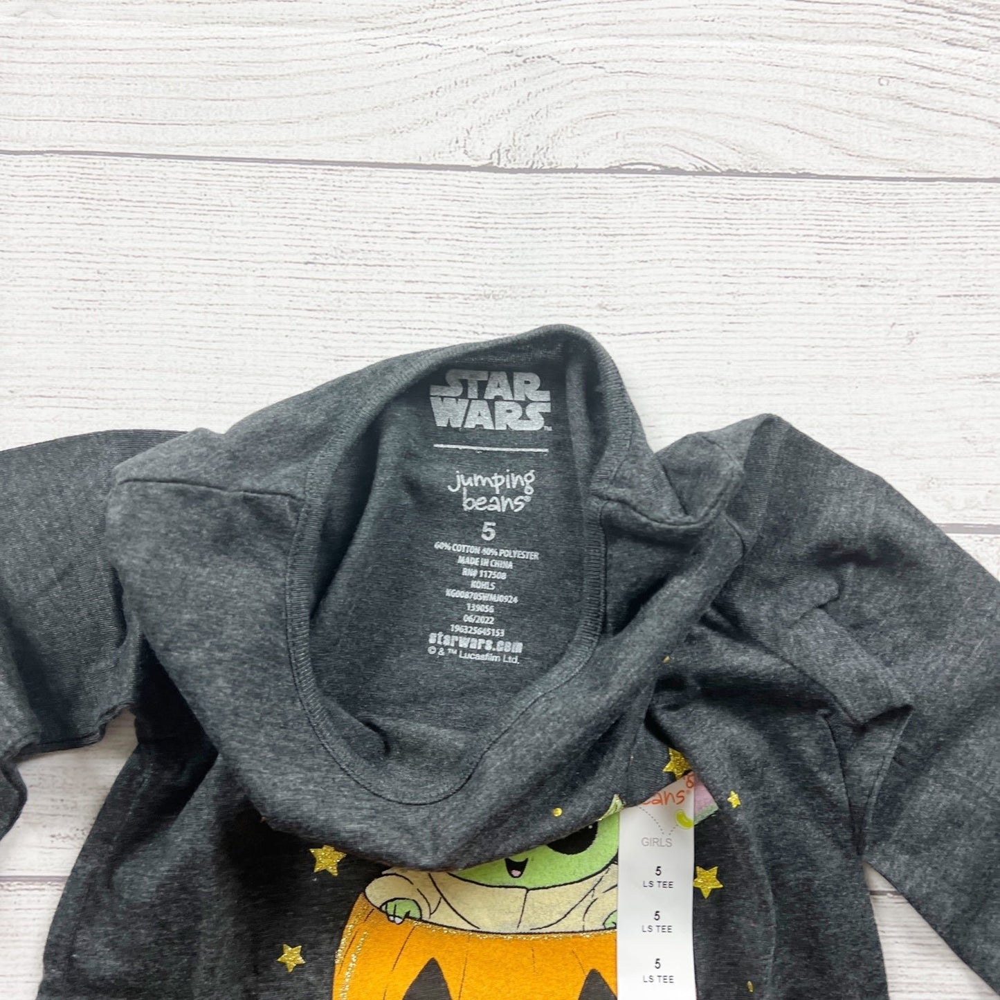 Star Wars Grogu Halloween Shirt Toddler Girls Tee “Boo!” Pumpkin Graphic NWT 5