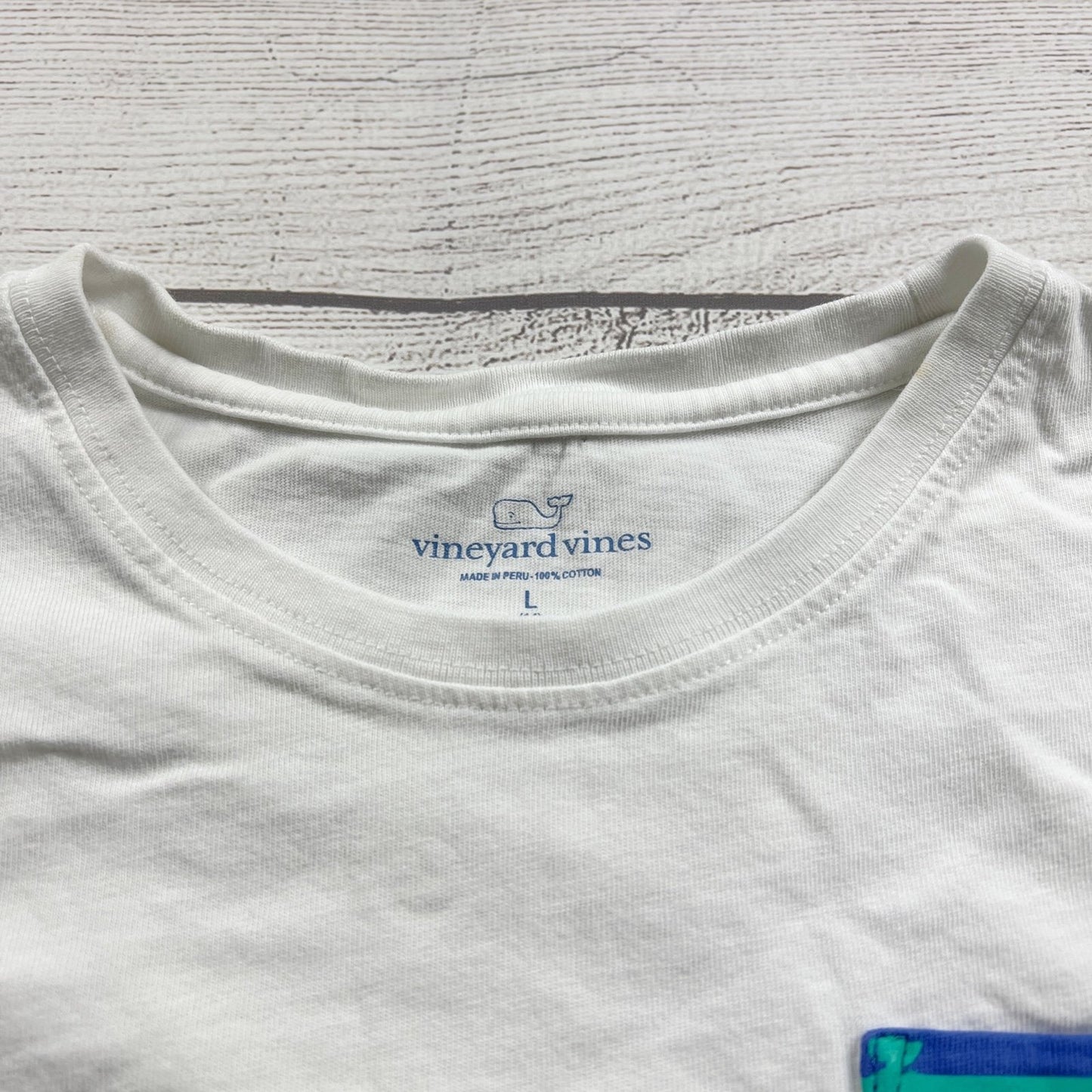 Vineyard Vines Girls White Long Sleeve Crewneck Shirt Striped Pocket Large 14