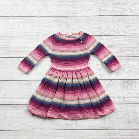 Egg Striped Knit Long Sleeve Baby Dress Pink Toddler Outfit 12-18 Months