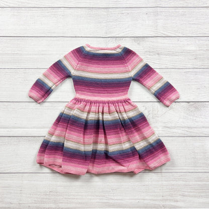 Egg Striped Knit Long Sleeve Baby Dress Pink Toddler Outfit 12-18 Months