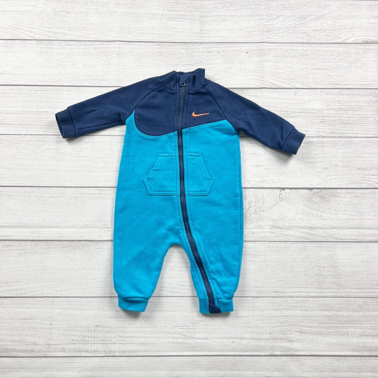 Nike Baby One-Piece Zip-Up Romper Jumpsuit Swoosh Logo Footless 3-6 Months