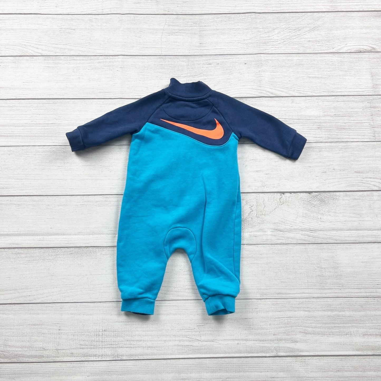 Nike Baby One-Piece Zip-Up Romper Jumpsuit Swoosh Logo Footless 3-6 Months