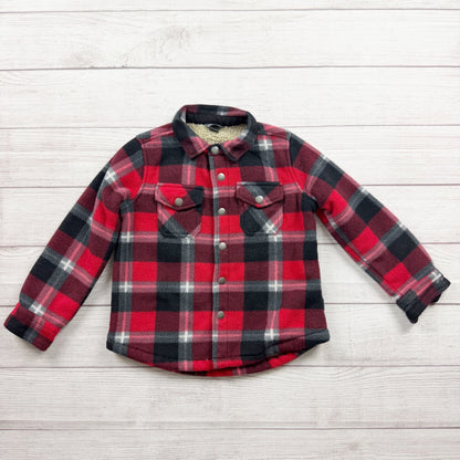 Eddie Bauer Kids Sherpa Lined Fleece Plaid Shirt Jacket Shacket 4-5