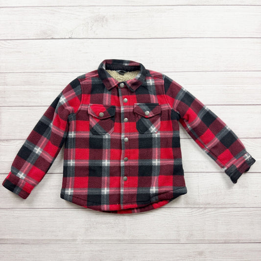 Eddie Bauer Kids Sherpa Lined Fleece Plaid Shirt Jacket Shacket 4-5
