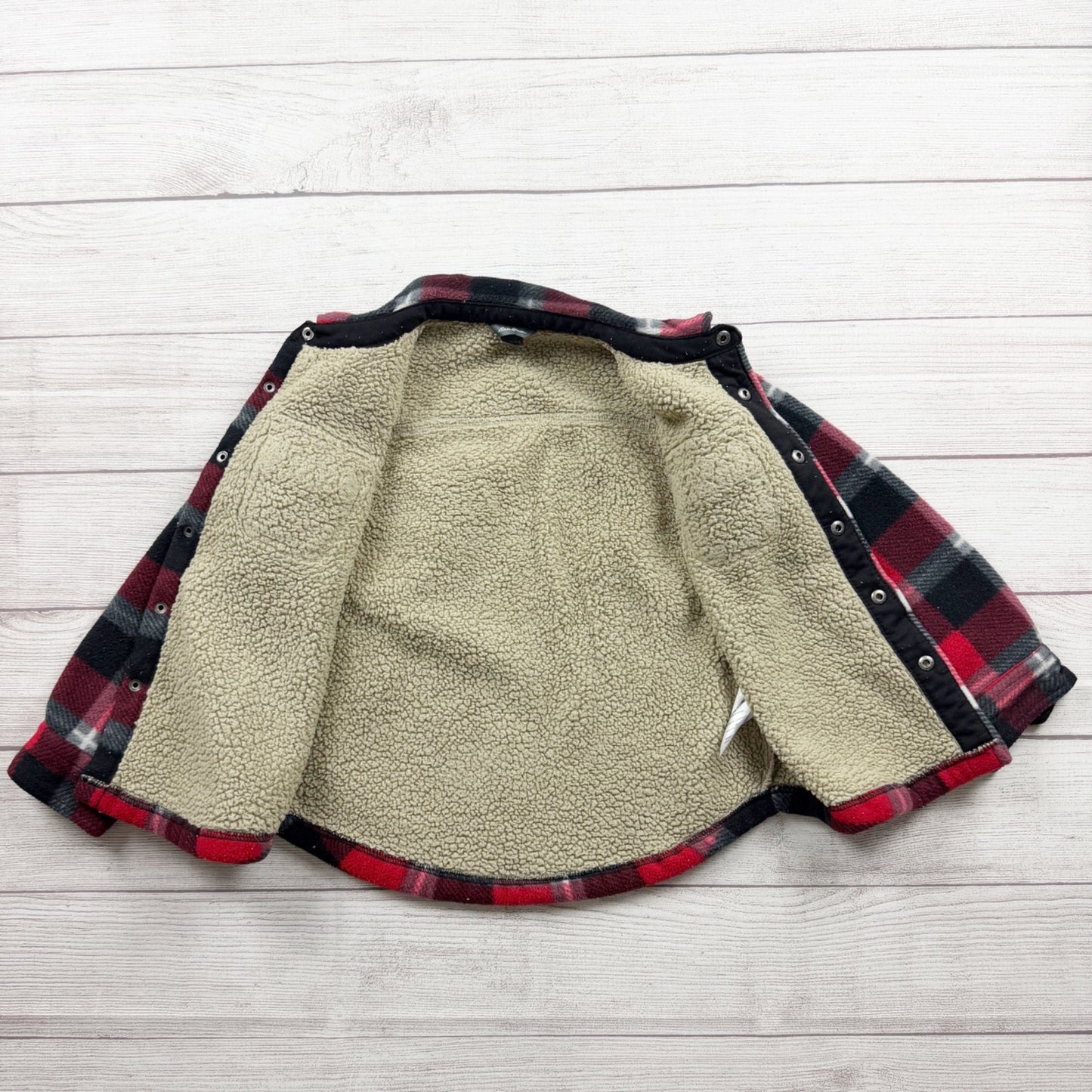 Eddie Bauer Kids Sherpa Lined Fleece Plaid Shirt Jacket Shacket 4-5