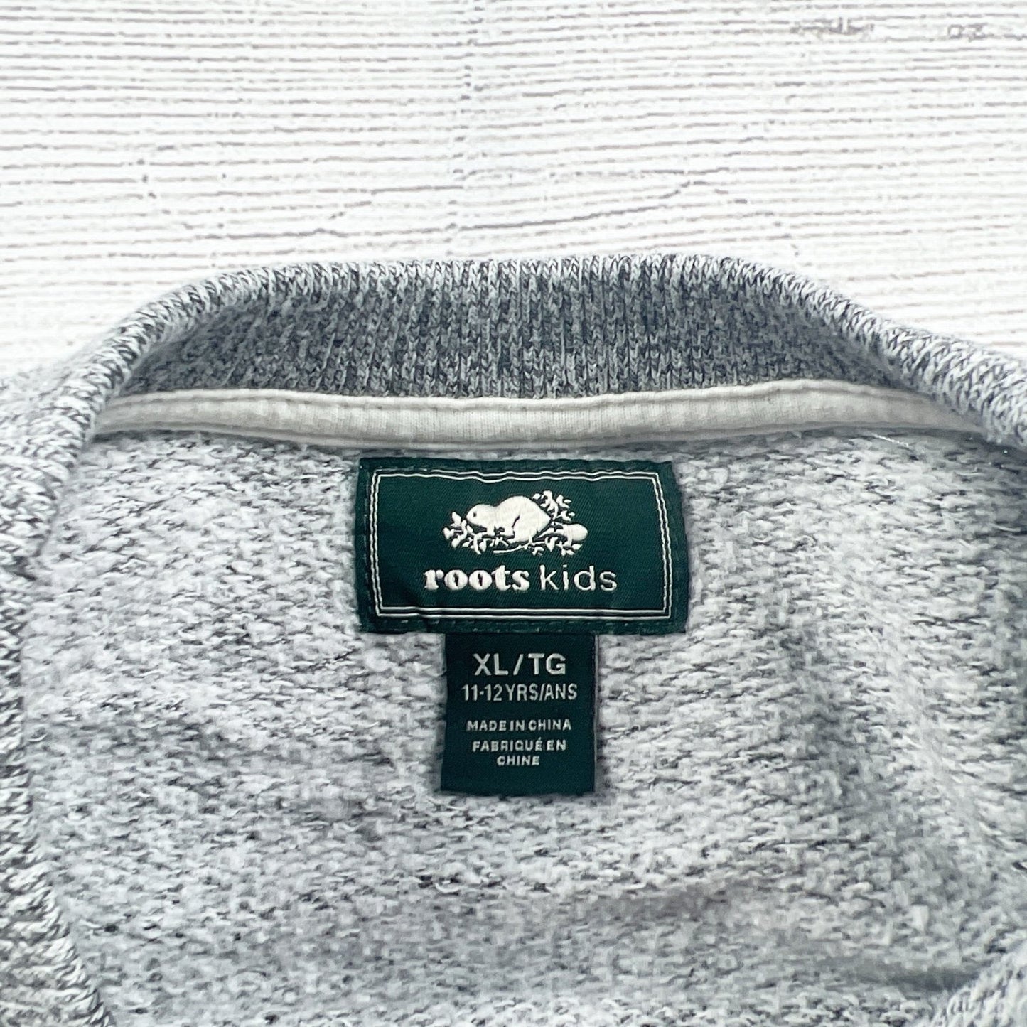 Roots Kids Heathered Gray Sweatshirt Dress Beaver Logo Kangaroo Pocket XL 11-12