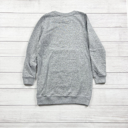 Roots Kids Heathered Gray Sweatshirt Dress Beaver Logo Kangaroo Pocket XL 11-12