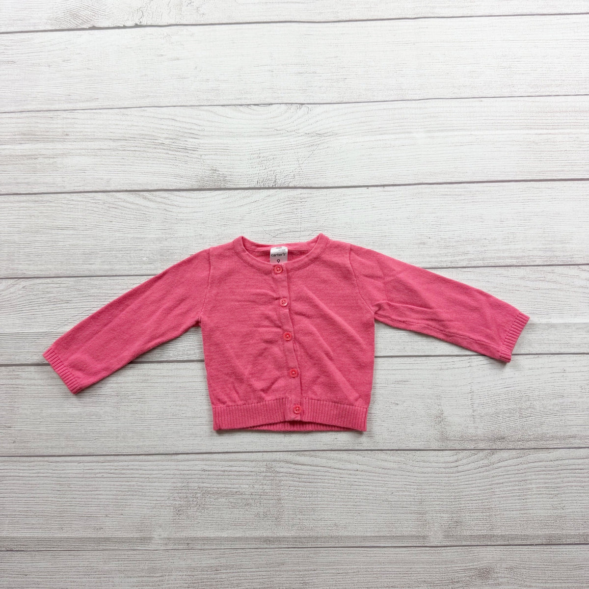 Carter's Pink Button Up Baby Cardigan Lightweight Cotton Long Sleeve 6-9 Months