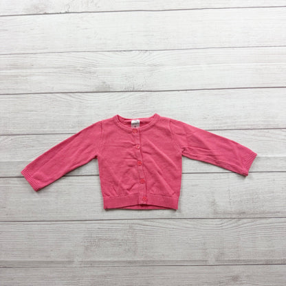 Carter's Pink Button Up Baby Cardigan Lightweight Cotton Long Sleeve 6-9 Months