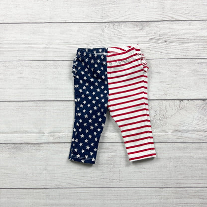 Old Navy Baby Girl Leggings Stripe Stars USA Flag Print Ruffle 6-12 Months