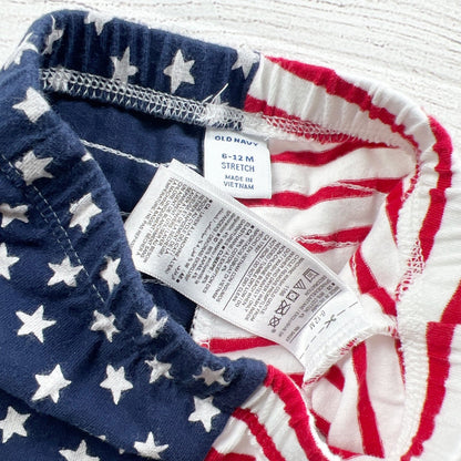 Old Navy Baby Girl Leggings Stripe Stars USA Flag Print Ruffle 6-12 Months