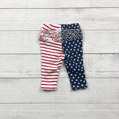 Old Navy Baby Girl Leggings Stripe Stars USA Flag Print Ruffle 6-12 Months