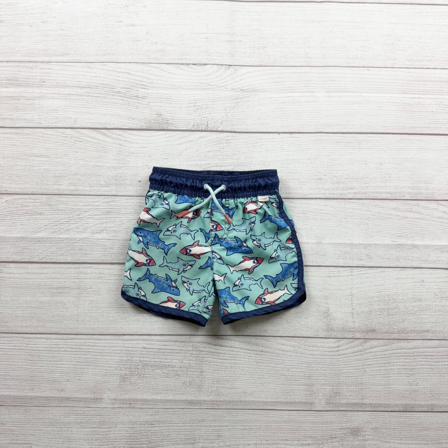 Cat & Jack Baby Boys Shark Print Swim Shorts Mesh Lining Multicolor 12-18 Months