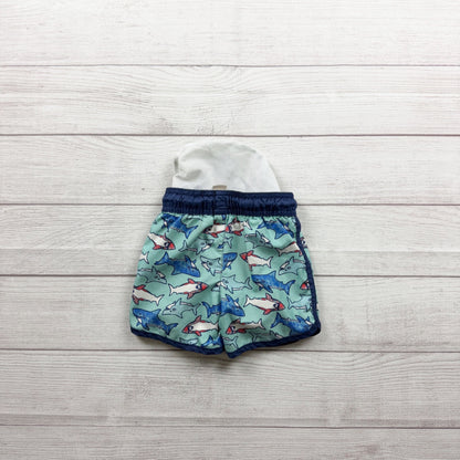 Cat & Jack Baby Boys Shark Print Swim Shorts Mesh Lining Multicolor 12-18 Months