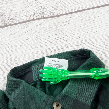Jumping Beans Boys Green & Black Plaid Long Sleeve Button-Up Shirt Size 4T