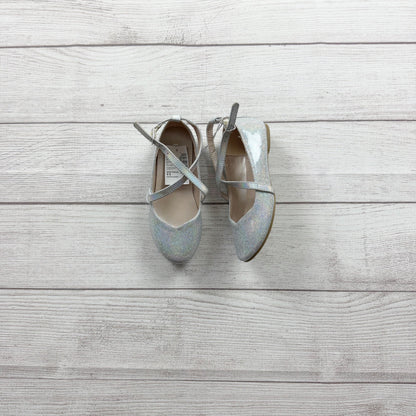 The Children’s Place Silver Glitter Mary Jane Flats Strap Dress Shoes NWT 11