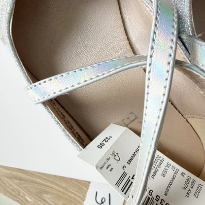 The Children’s Place Silver Glitter Mary Jane Flats Strap Dress Shoes NWT 11