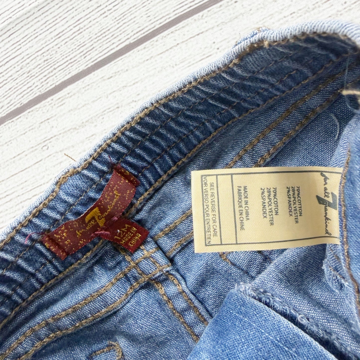 7 For All Mankind Baby Girls Denim Shorts Rolled Hem Distressed NWT 9-12 Months