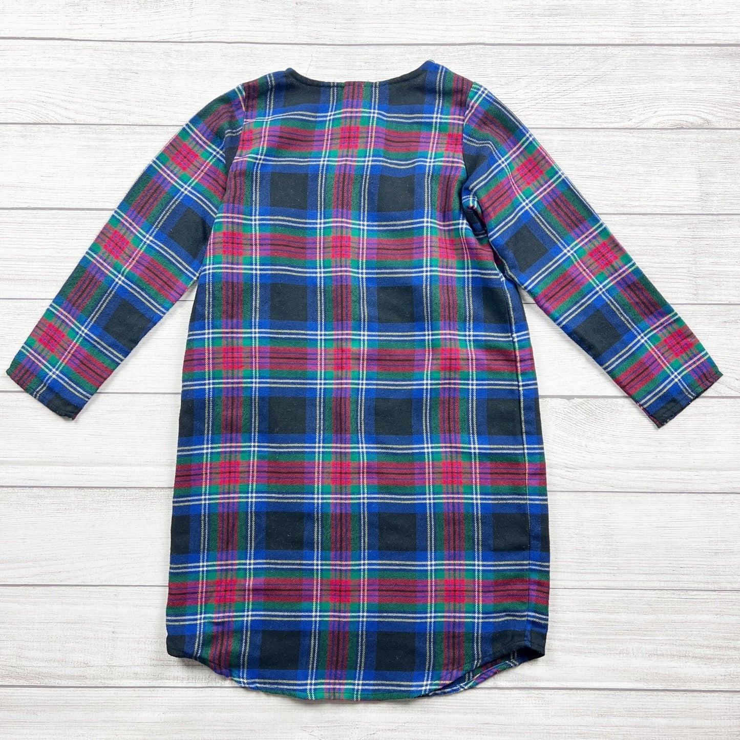 Lands’ End Girls Plaid Dress Long Sleeve Flannel Dress Holiday Tartan 8
