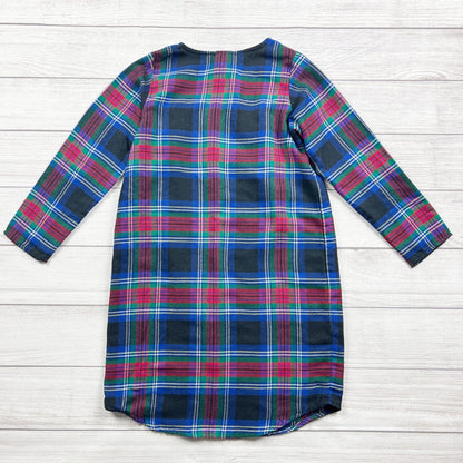 Lands’ End Girls Plaid Dress Long Sleeve Flannel Dress Holiday Tartan 8