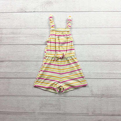 Picapino Girls Yellow Pink Stripe Romper Lightweight Sleeveless 12-18 Months