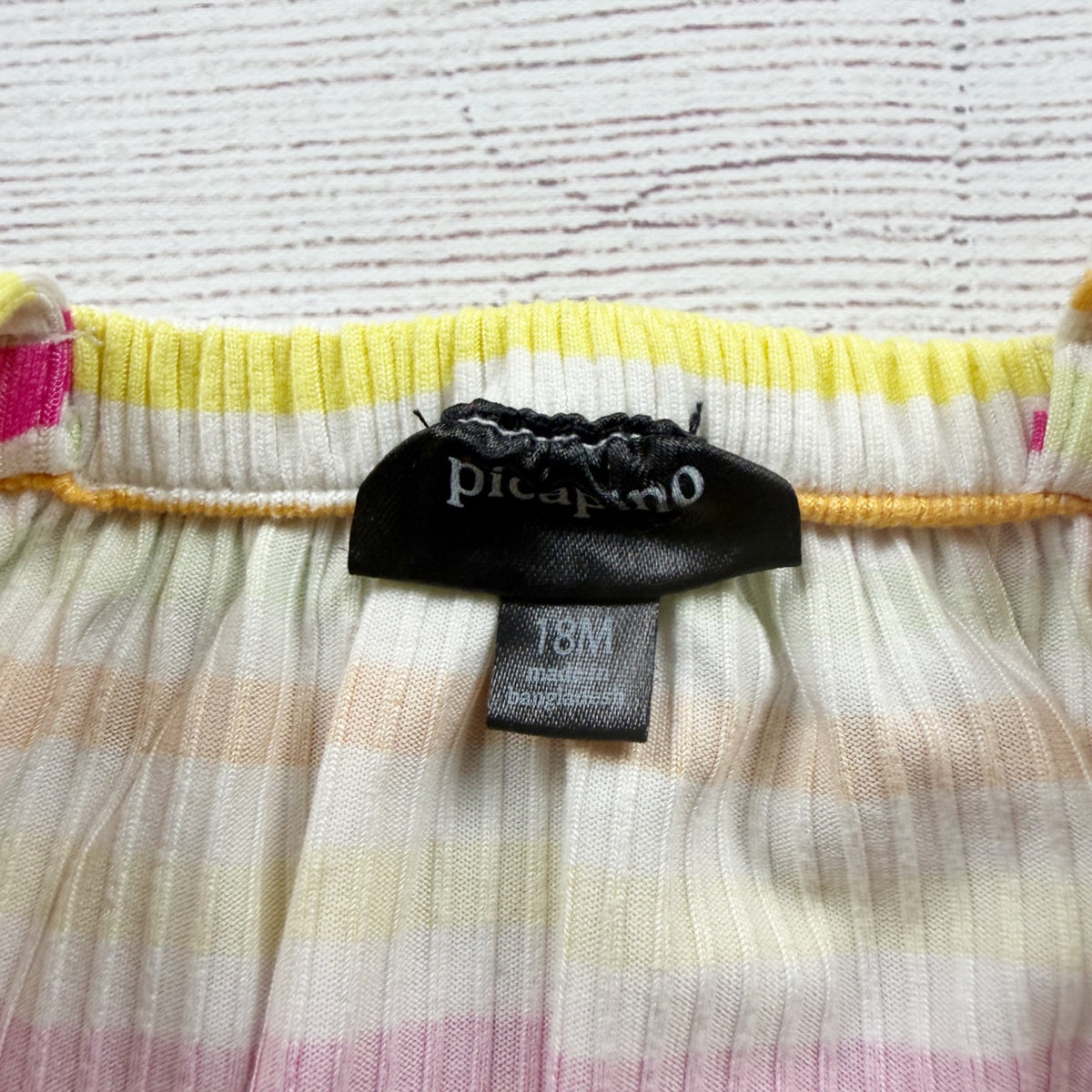 Picapino Girls Yellow Pink Stripe Romper Lightweight Sleeveless 12-18 Months