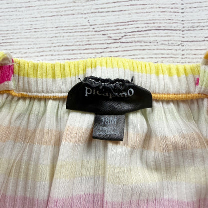 Picapino Girls Yellow Pink Stripe Romper Lightweight Sleeveless 12-18 Months