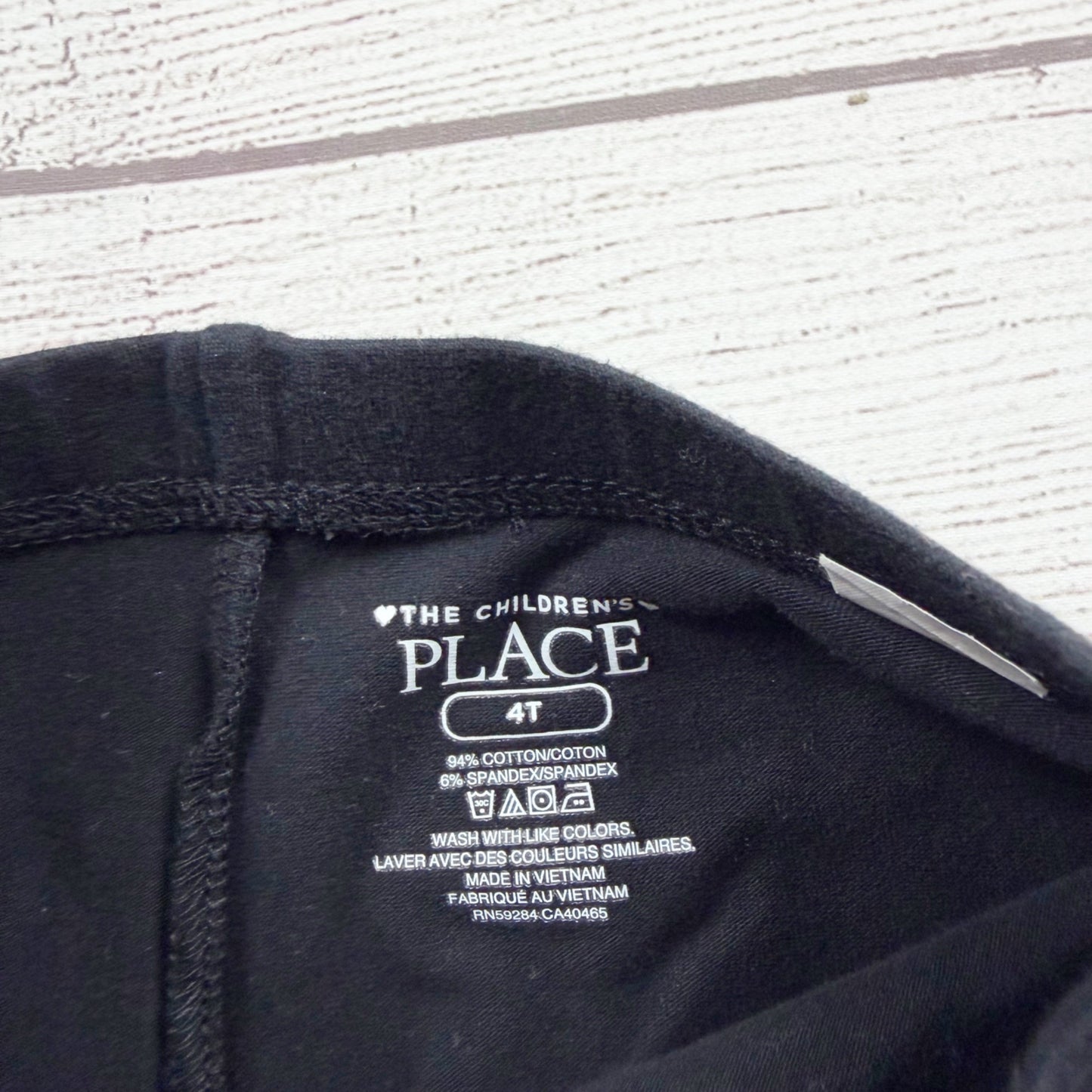 The Children’s Place Black Stretch Leggings Elastic Waist Cotton Blend 4T