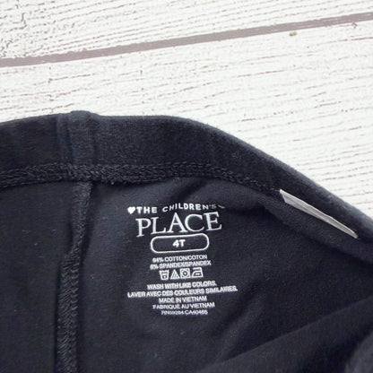 The Children’s Place Black Stretch Leggings Elastic Waist Cotton Blend 4T