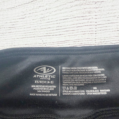 Athletic Works Black High Rise Youth Leggings Recycled Polyester Blend XS 4-5