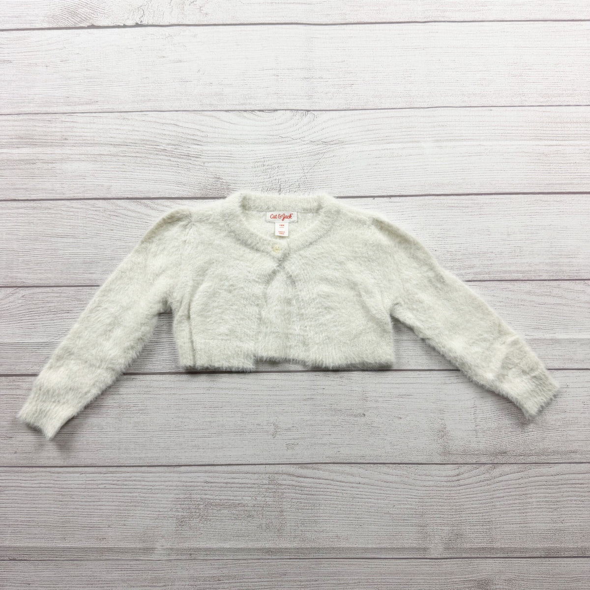 Cat & Jack Fuzzy Cardigan Sweater Button Front Baby Girls 12-18 Months