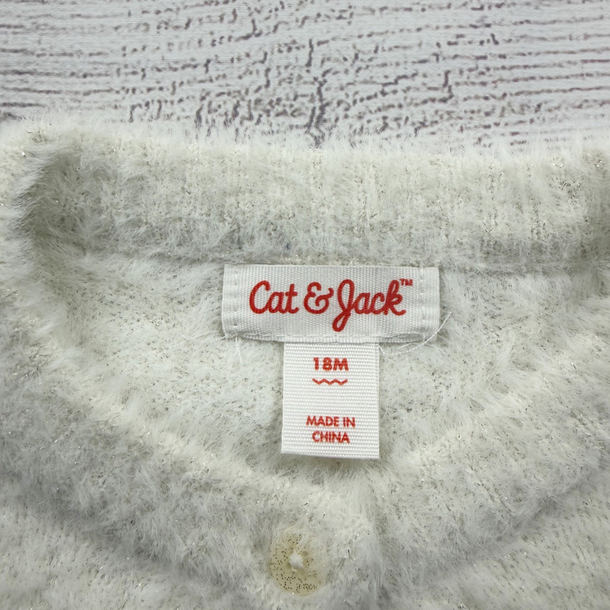 Cat & Jack Fuzzy Cardigan Sweater Button Front Baby Girls 12-18 Months