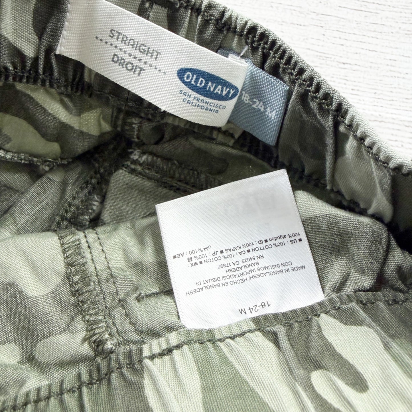 Old Navy Toddler Boys Camo Cargo Pants Straight Pull On 18-24 Months