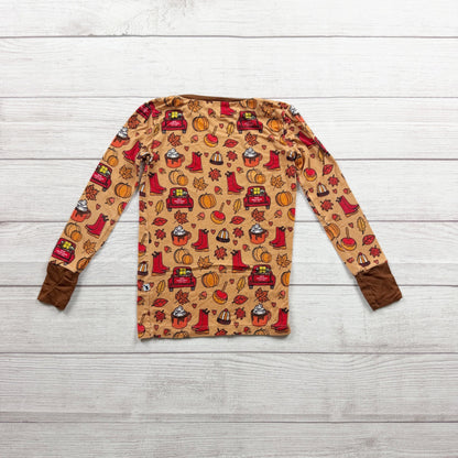 Kiki + Lulu Kids Fall Pajama Set Pumpkin Spice Harvest Print 5-6
