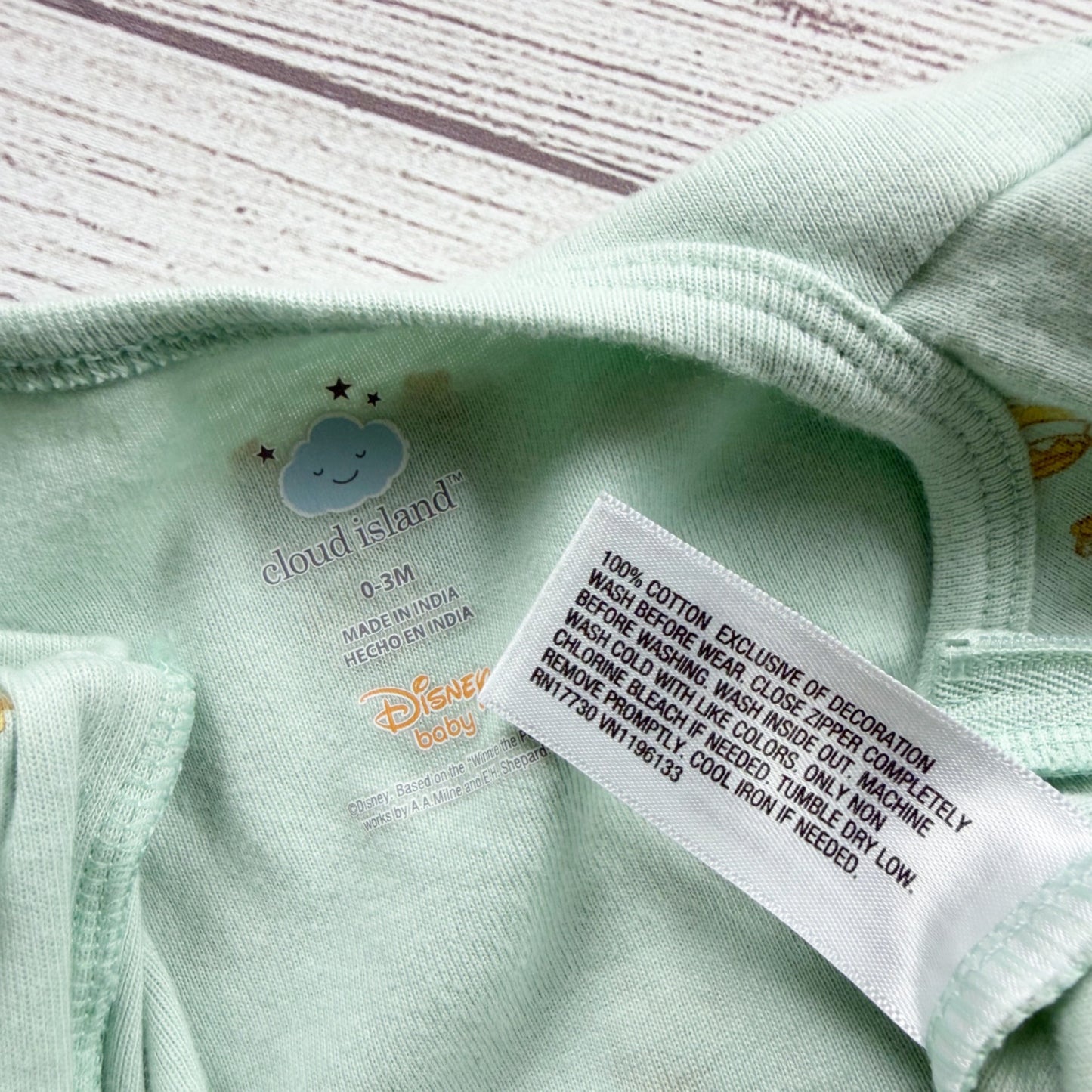 Disney Baby Cloud Island Winnie The Pooh Short Sleeve Romper Cotton 0-3 Months