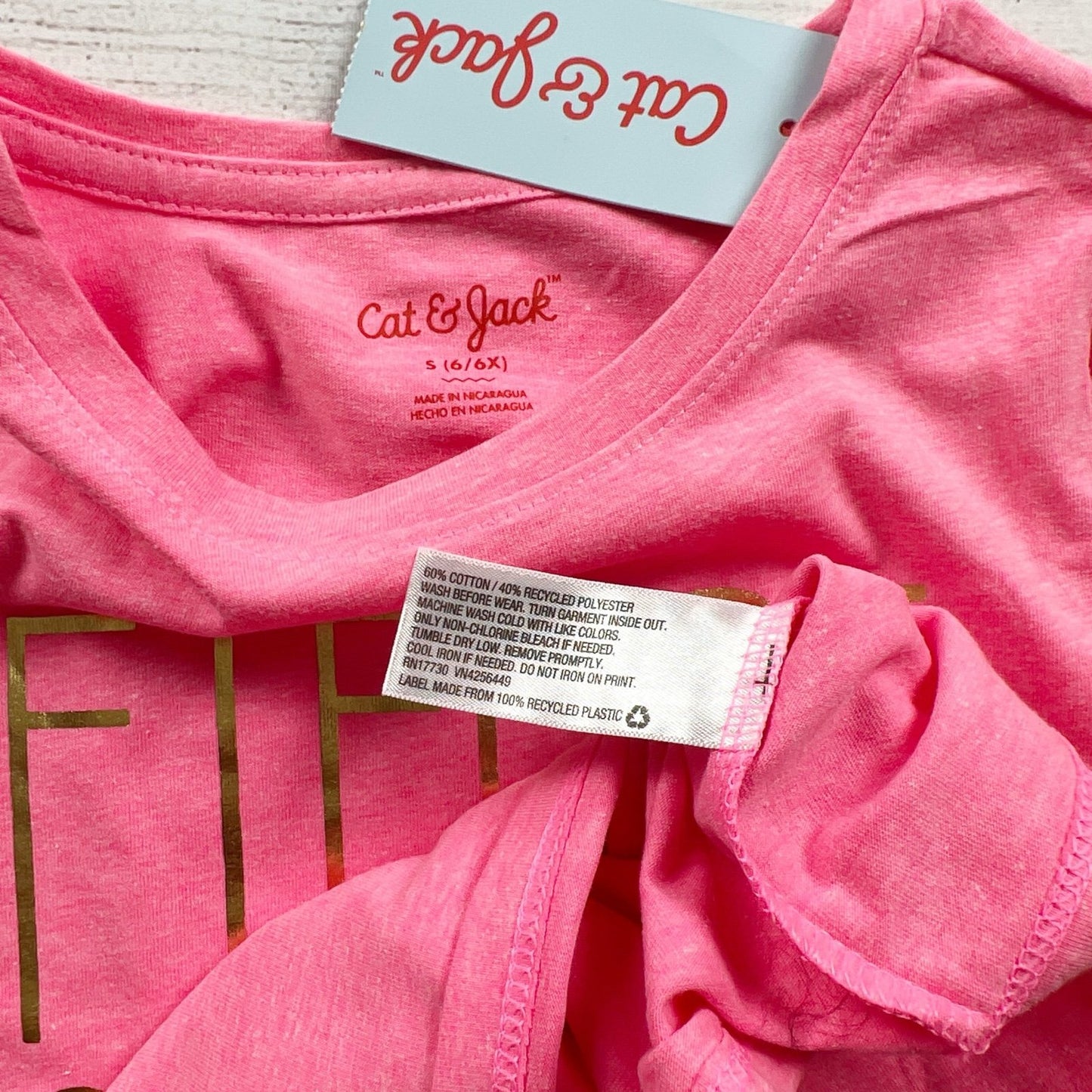 Cat & Jack Girls Fierce Champion Pink Graphic T-Shirt Short Sleeve NWT S 6-6X
