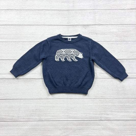 Janie And Jack Toddler Navy Knit Sweater Nordic Bear Graphic 2T