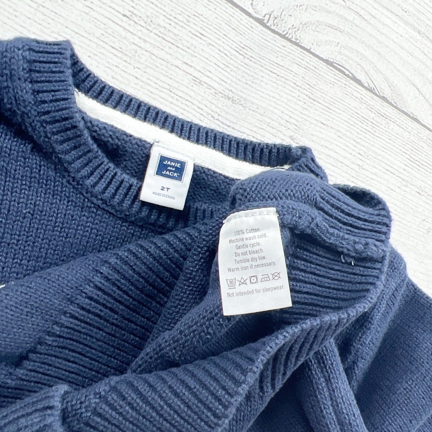 Janie And Jack Toddler Navy Knit Sweater Nordic Bear Graphic 2T