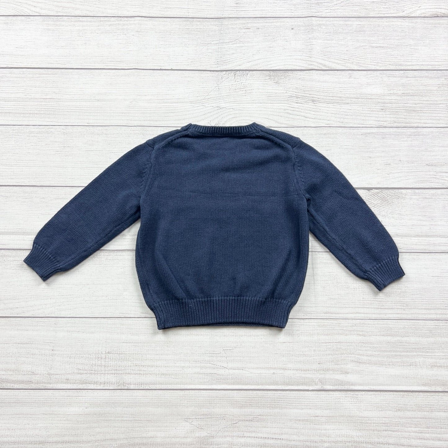 Janie And Jack Toddler Navy Knit Sweater Nordic Bear Graphic 2T