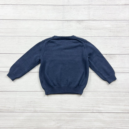 Janie And Jack Toddler Navy Knit Sweater Nordic Bear Graphic 2T